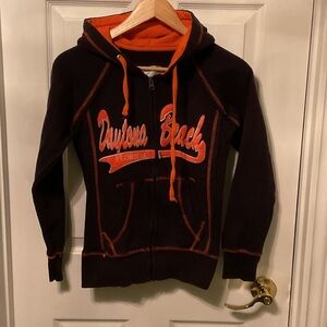 Women's Dark Blue and Orange Zip-Up Hoodie